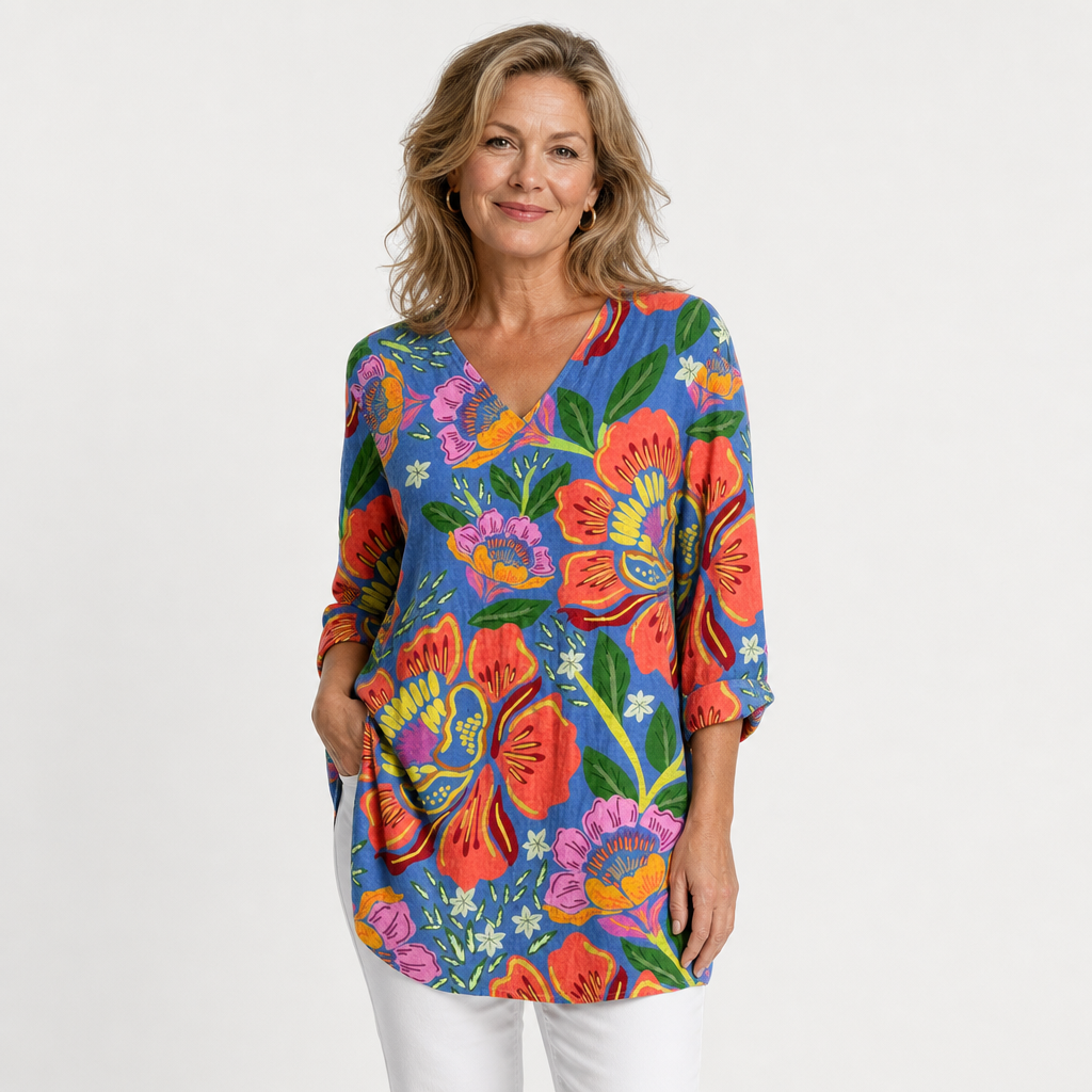Relaxed Drape V-Neck Blouse for Women - AI-generated main product image