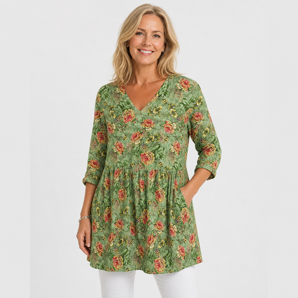 Loose Drape V-Neck Blouse for Women - AI-generated main product image