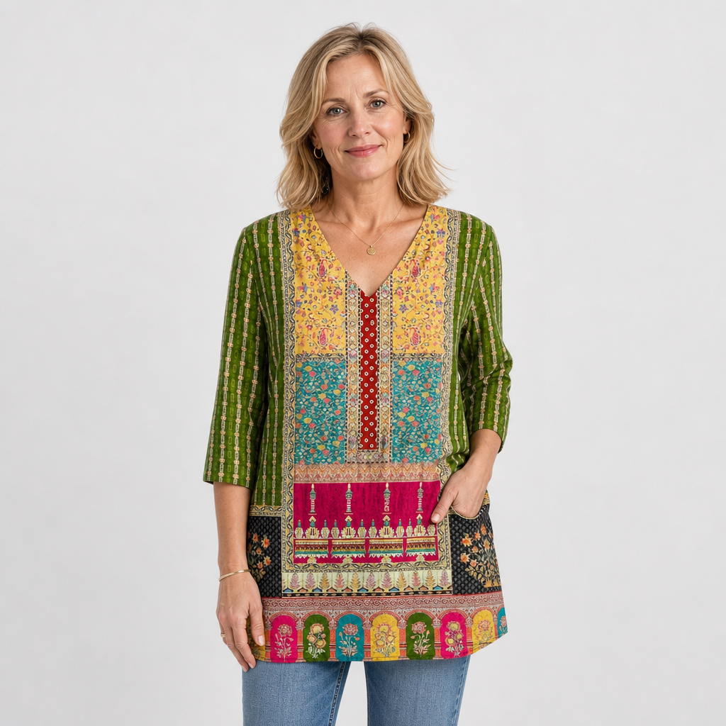 Feminine Silhouette V-Neck Blouse for Women - AI-generated main product image