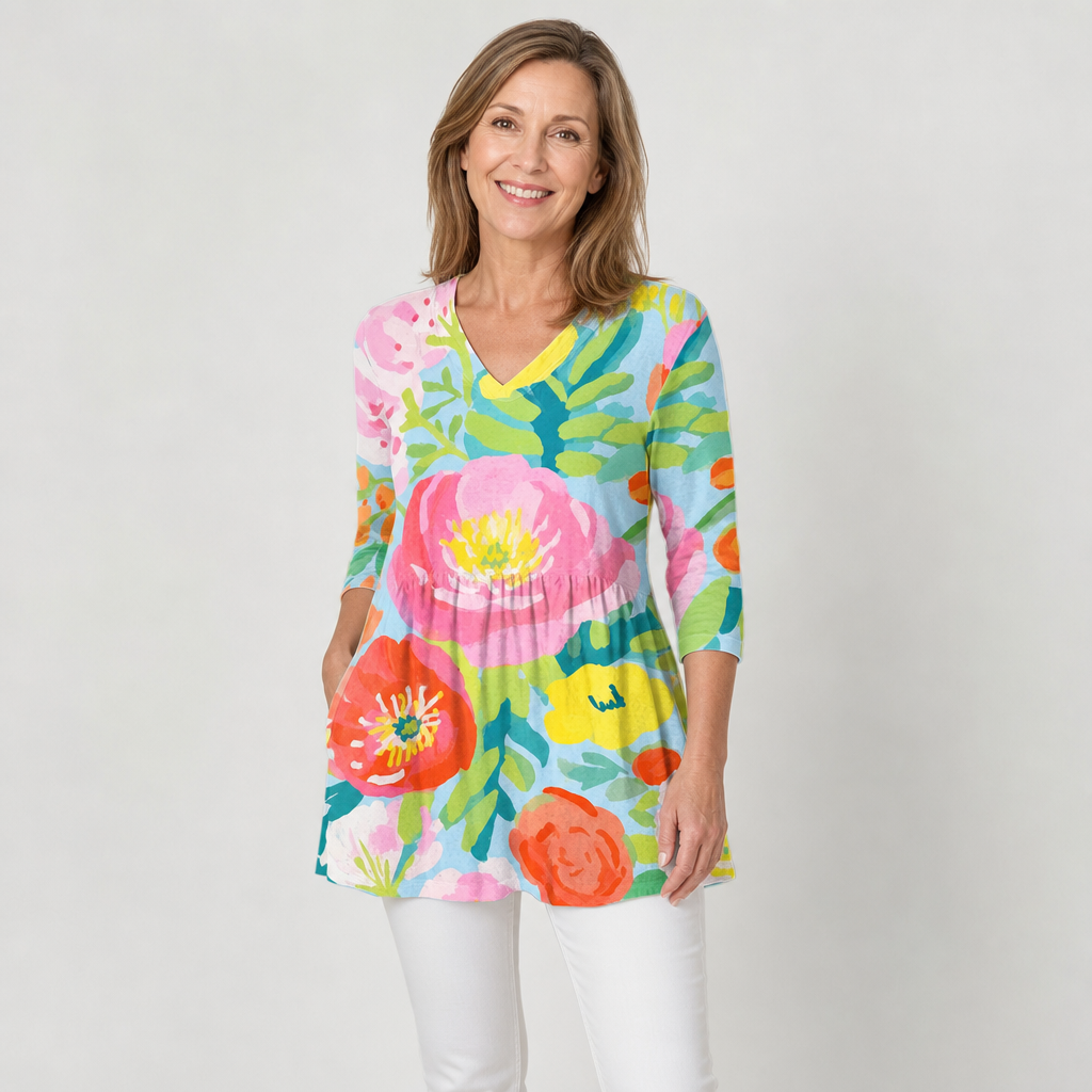 Longline Silhouette V-Neck Blouse for Women - AI-generated main product image