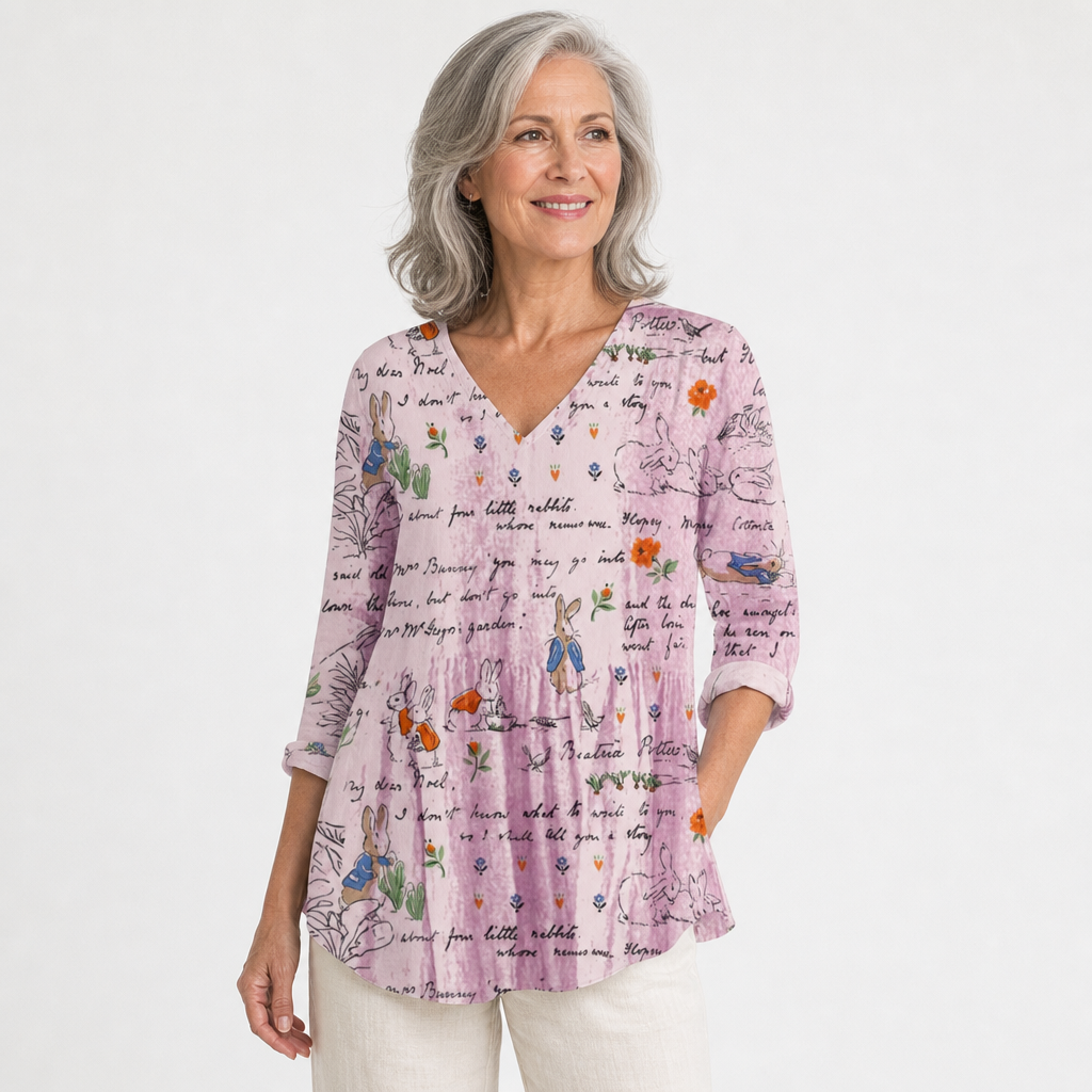 Versatile Silhouette V-Neck Blouse for Women - AI-generated main product image