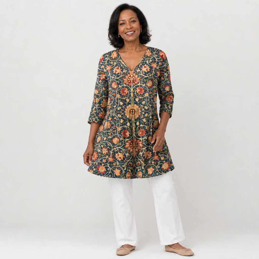 Graceful Silhouette V-Neck Blouse for Women - AI-generated main product image