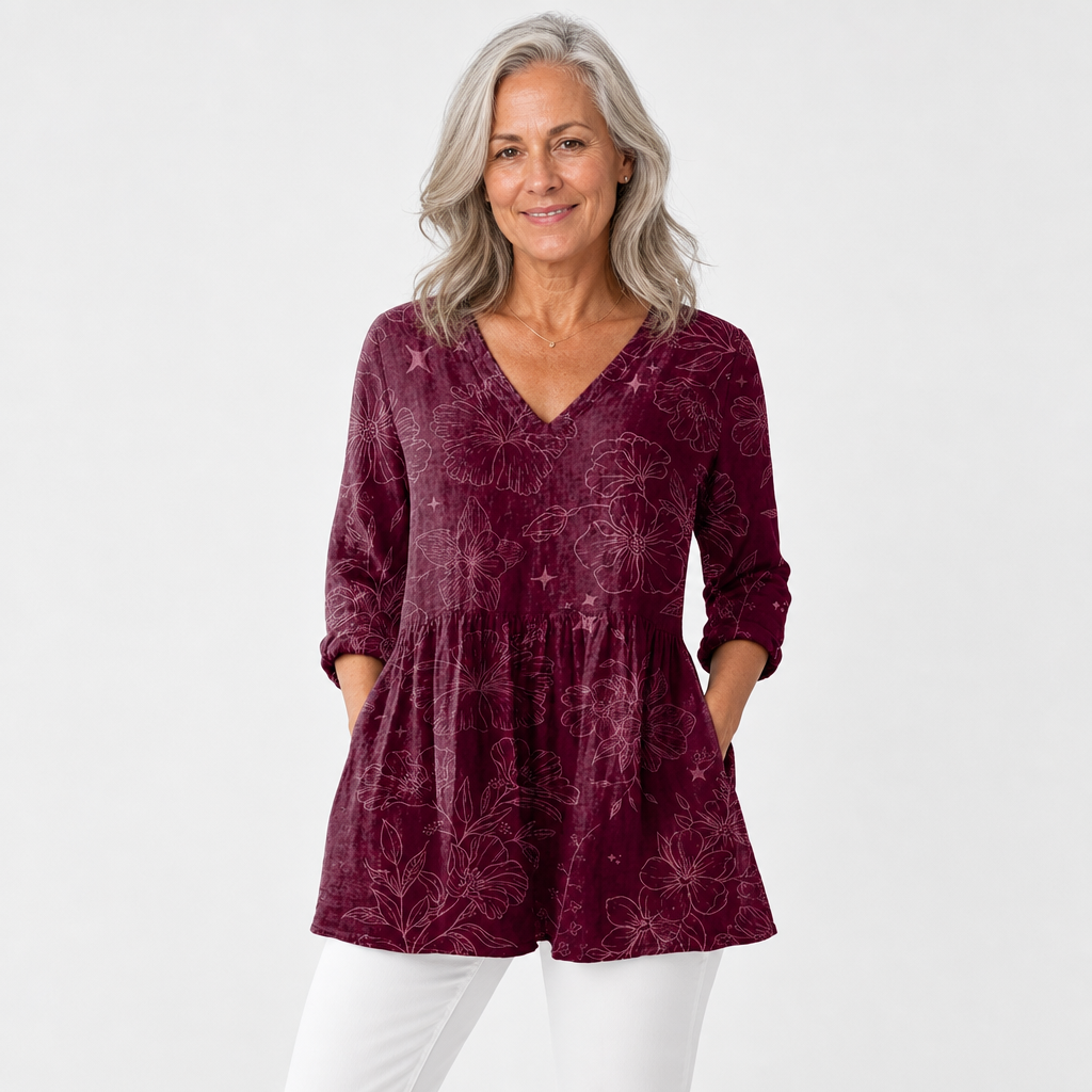 Refined Drape V-Neck Blouse for Women - AI-generated main product image
