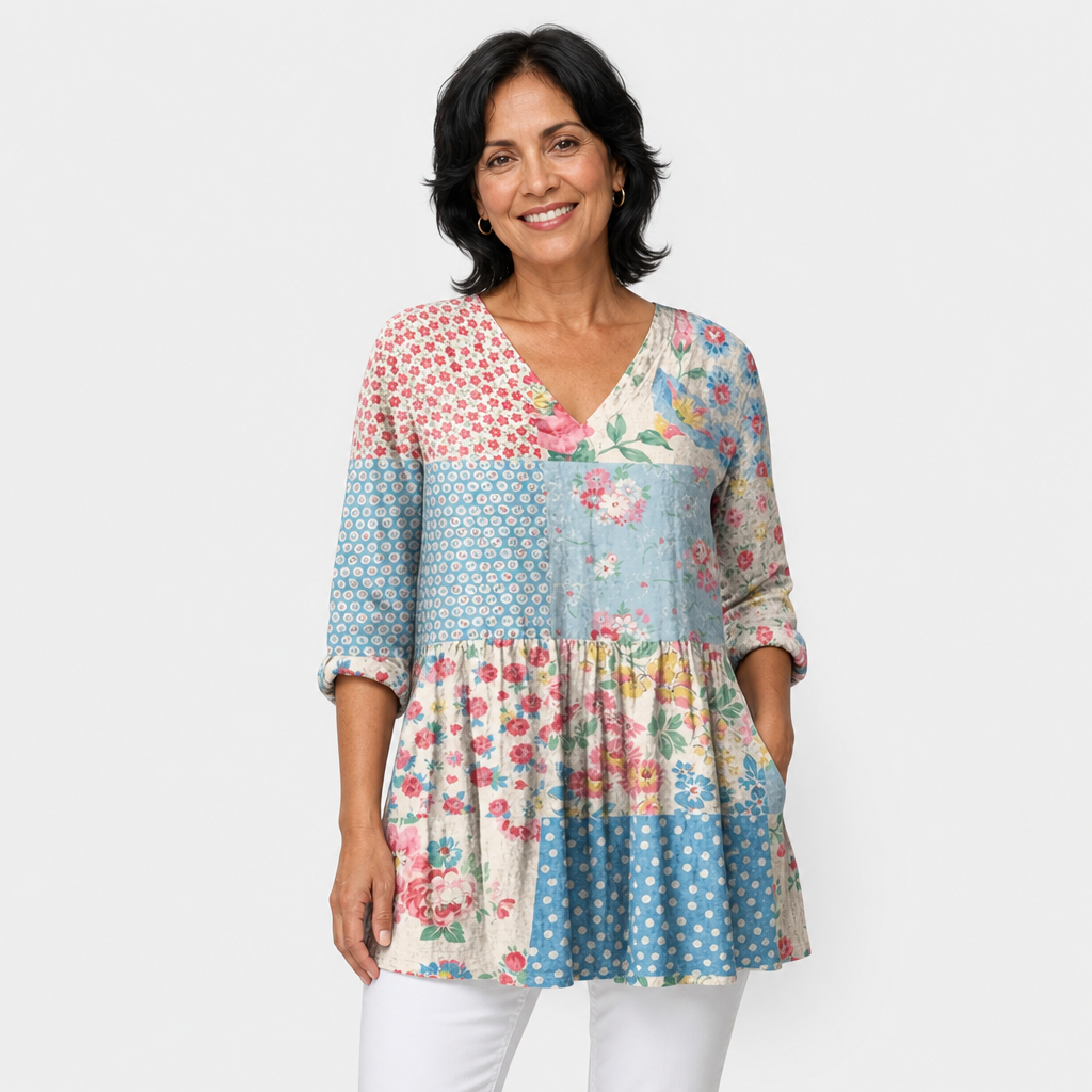 Airy Flow V-Neck Blouse for Women - AI-generated main product image