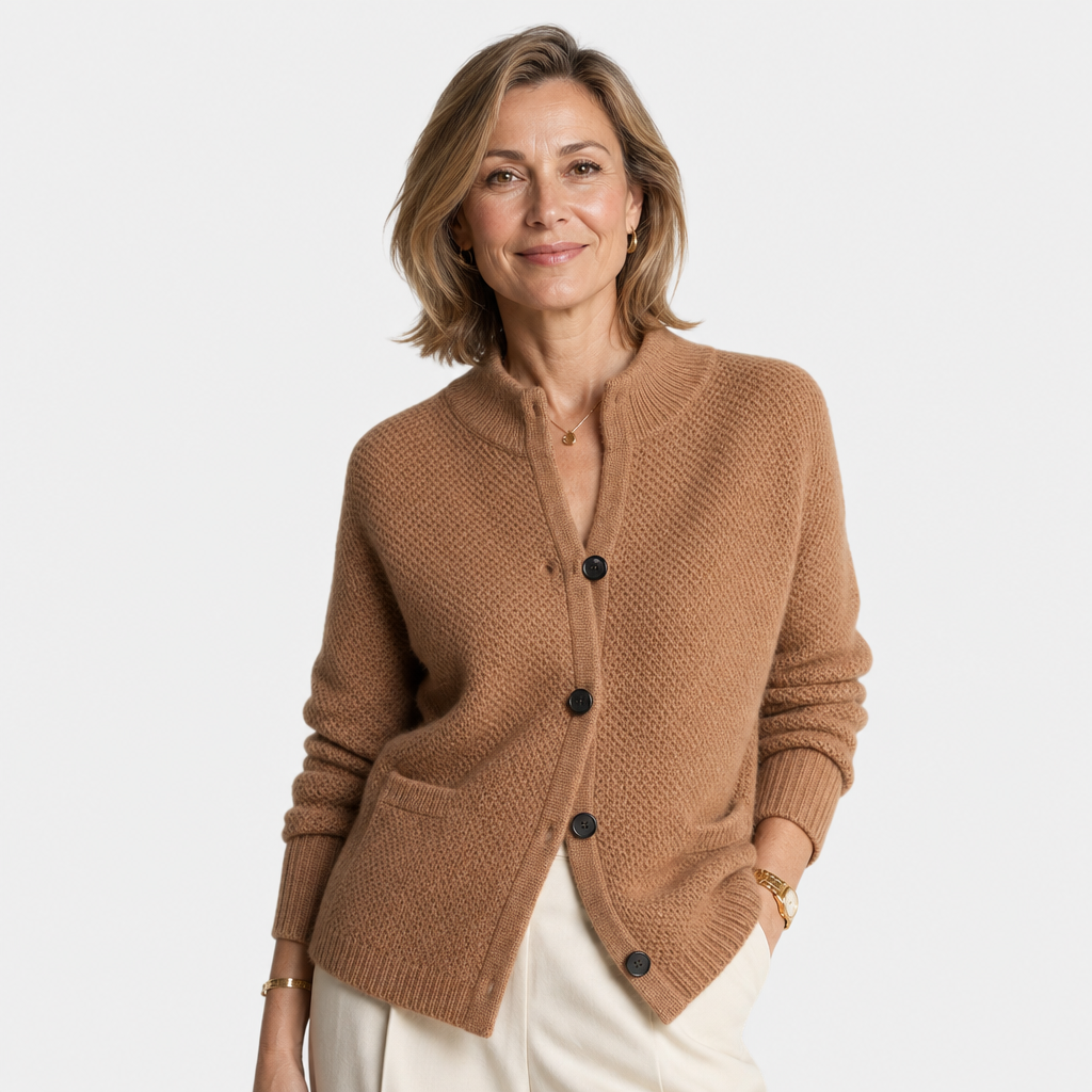 Long Sleeve Button Cashmere Cardigan for Women - AI-generated main product image