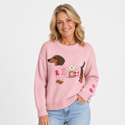 Knitted Dog Motif Jumper for Women - AI-generated main product image
