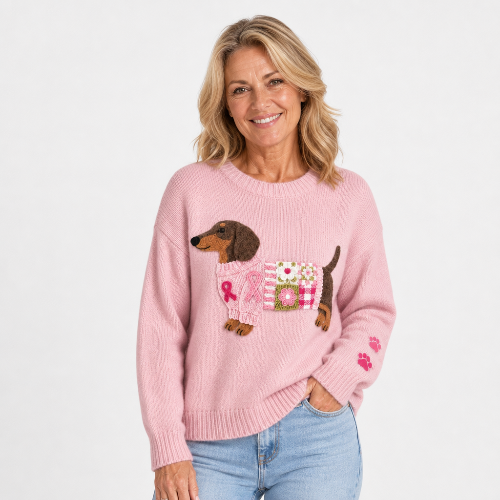 Knitted Dog Motif Jumper for Women - AI-generated main product image