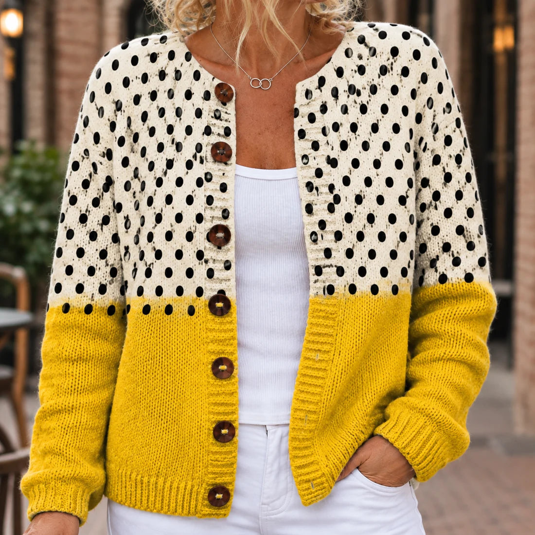 Vintage Polka Dot Open-Front Cardigan for Women
