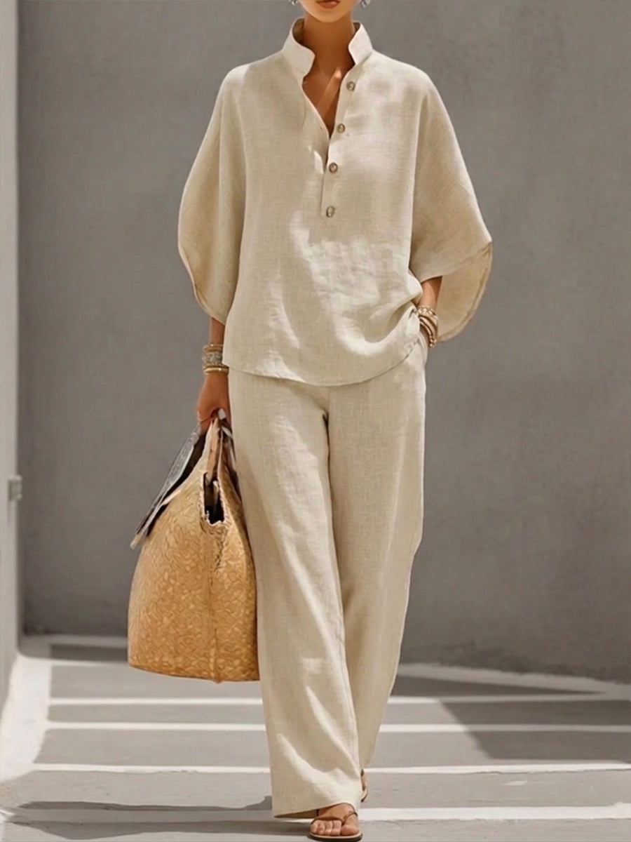 Flowing Linen Blend Two-Piece Set for Women