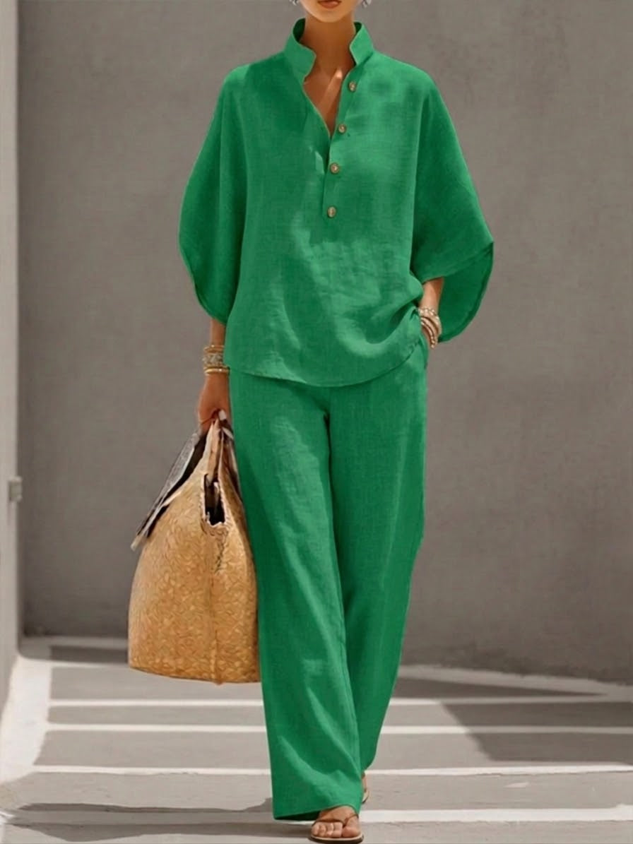 Flowing Linen Blend Two-Piece Set for Women