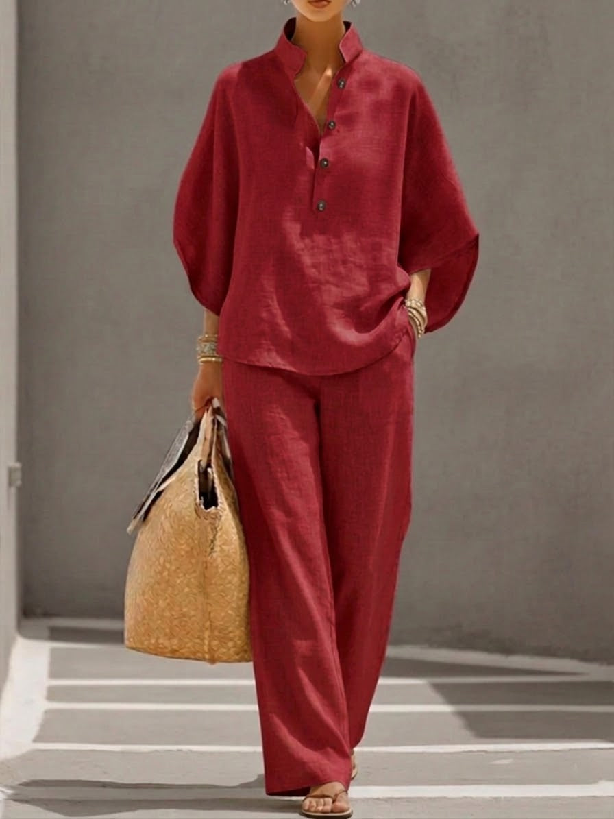 Flowing Linen Blend Two-Piece Set for Women