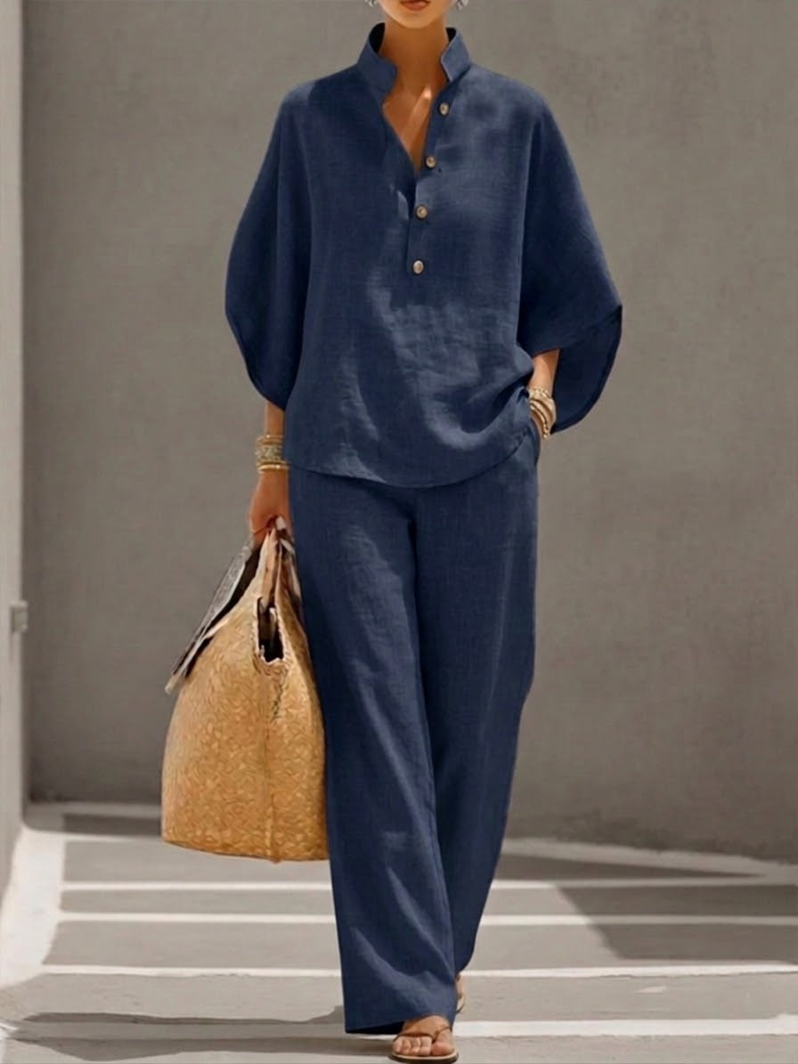 Flowing Linen Blend Two-Piece Set for Women