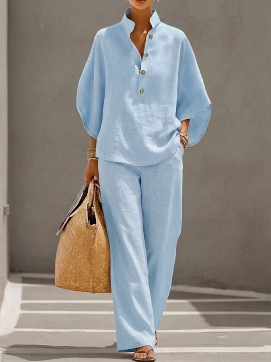Flowing Linen Blend Two-Piece Set for Women
