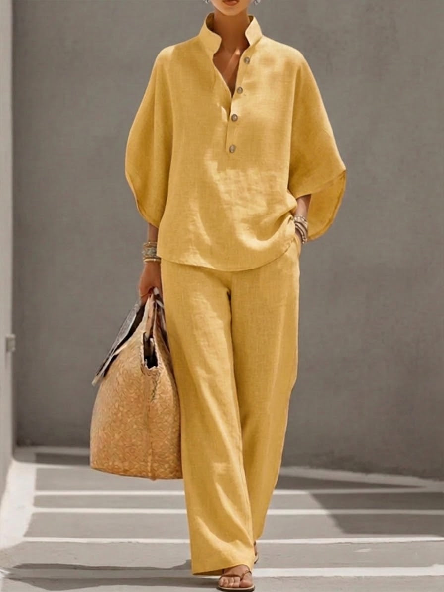 Flowing Linen Blend Two-Piece Set for Women
