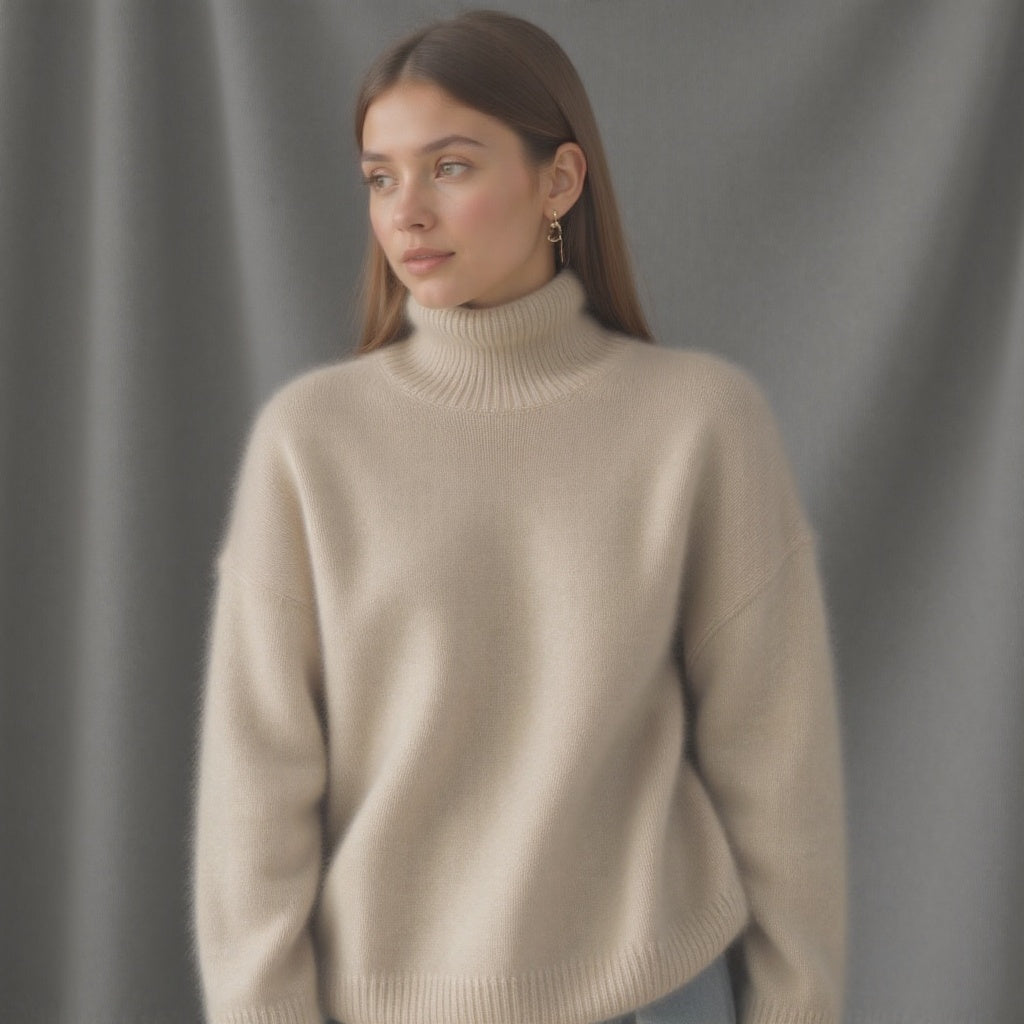 Loose Fit Roll Neck Sweater for Women