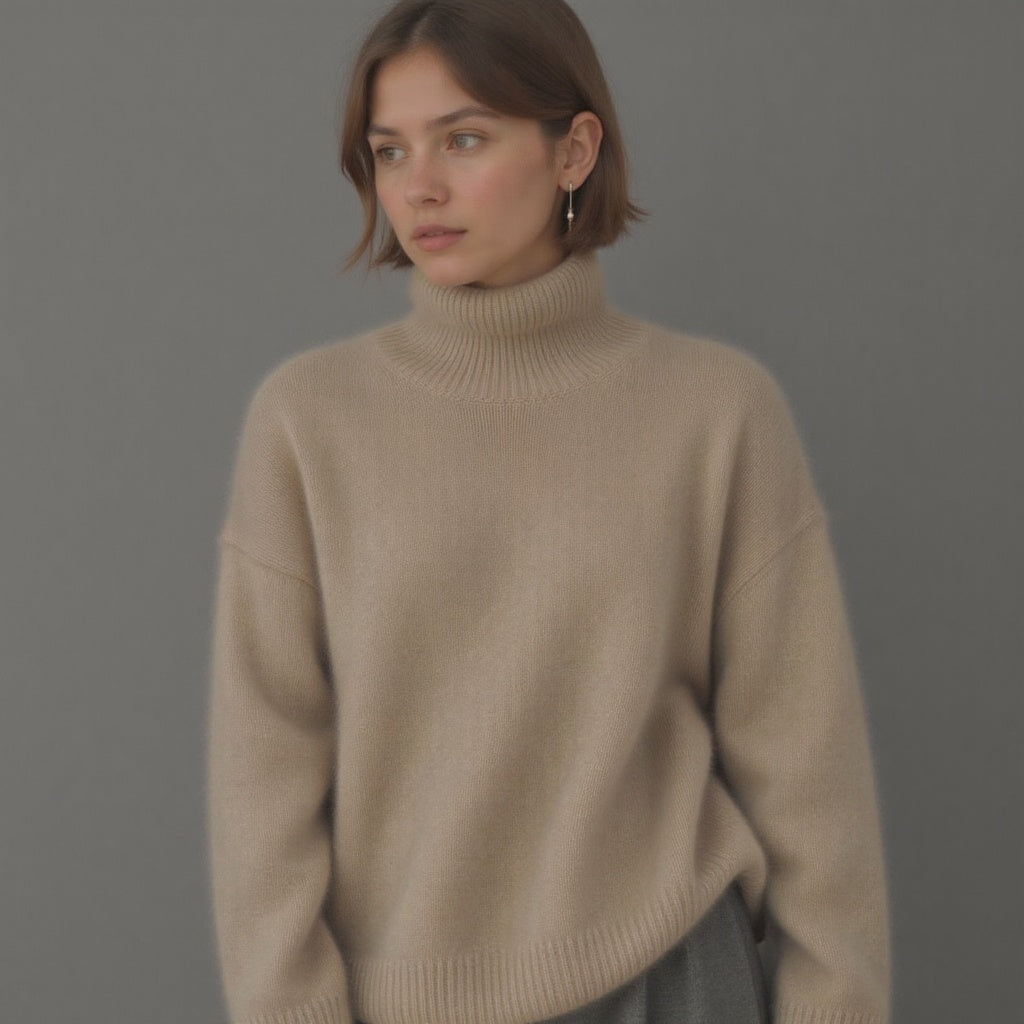 Loose Fit Roll Neck Sweater for Women