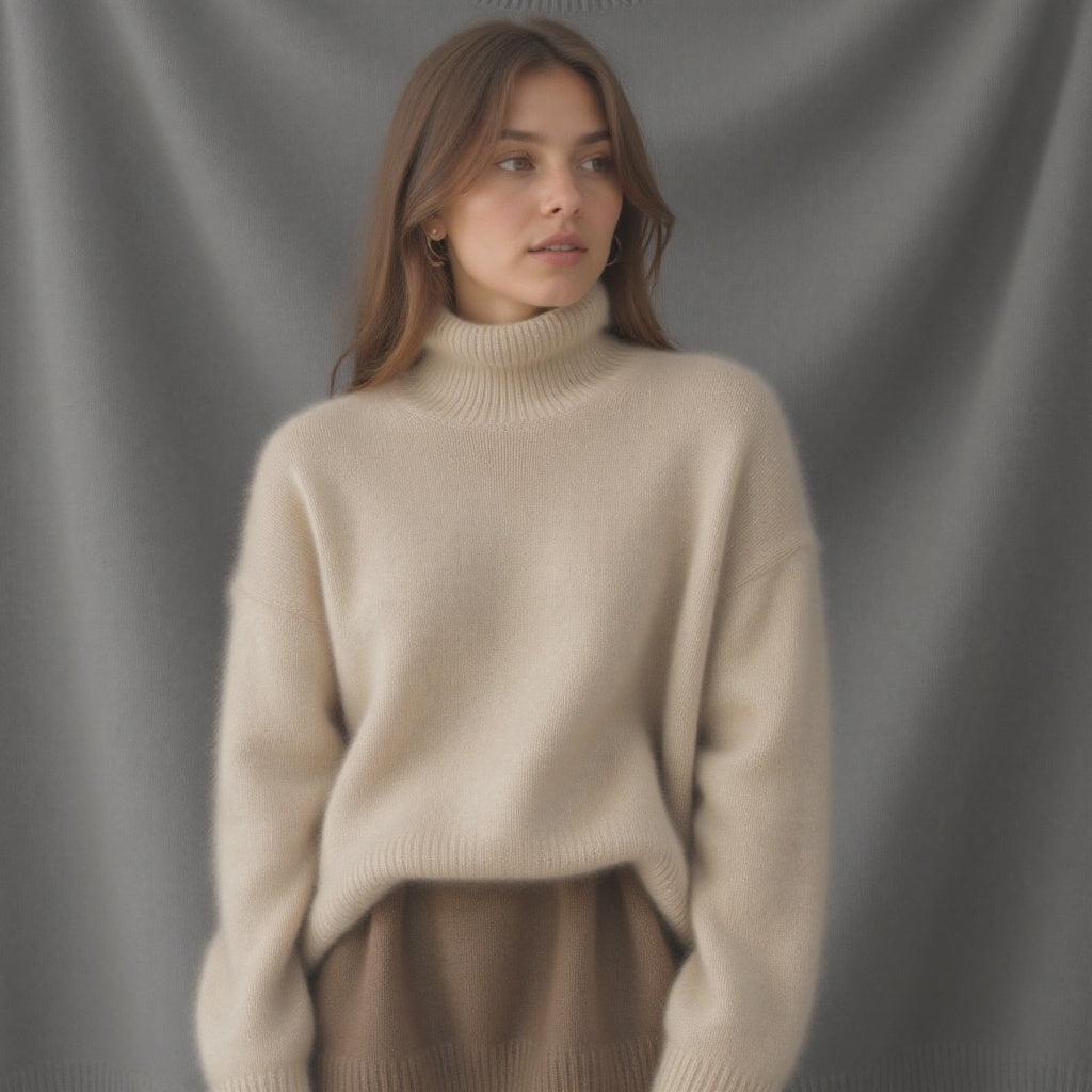 Loose Fit Roll Neck Sweater for Women