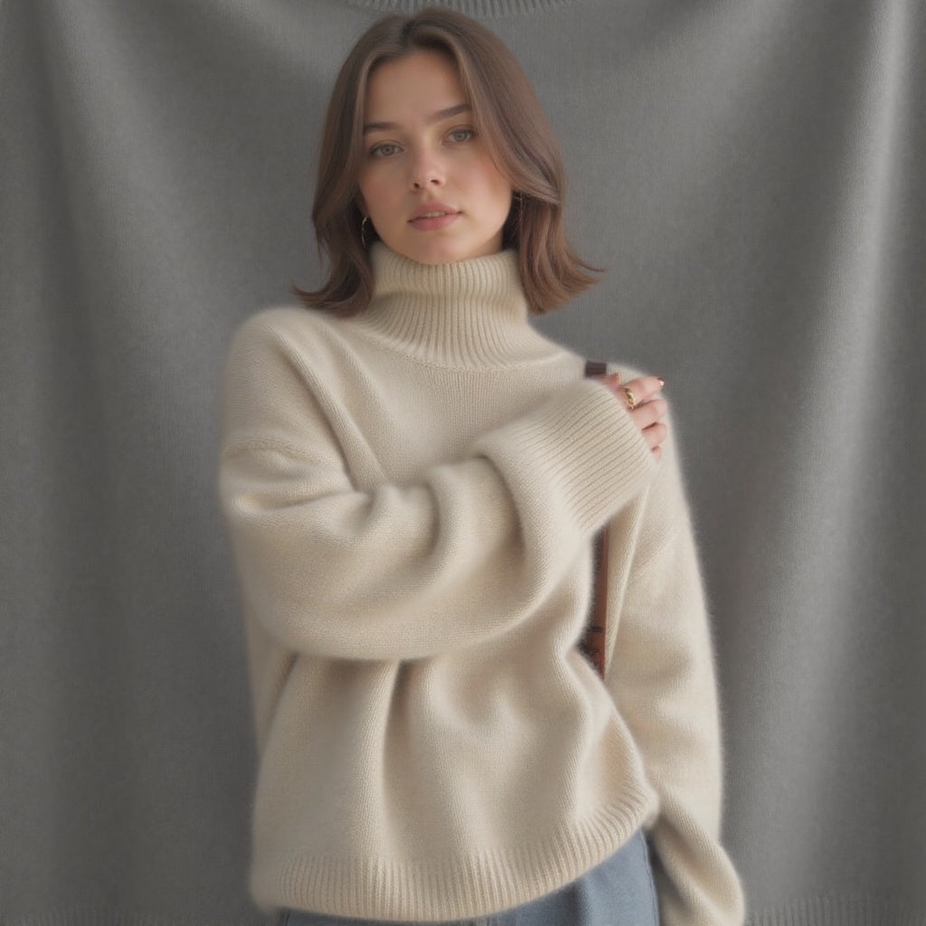 Loose Fit Roll Neck Sweater for Women