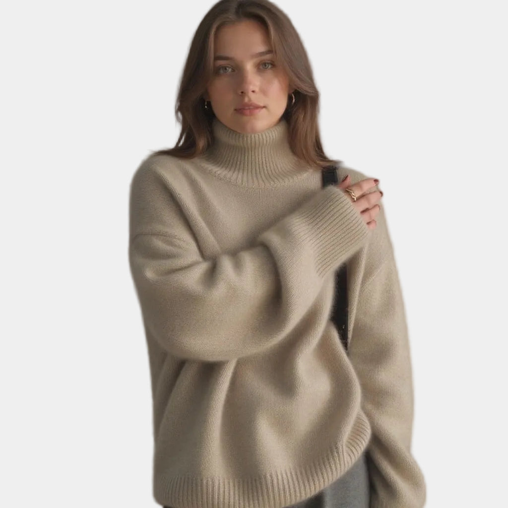 Loose Fit Roll Neck Sweater for Women