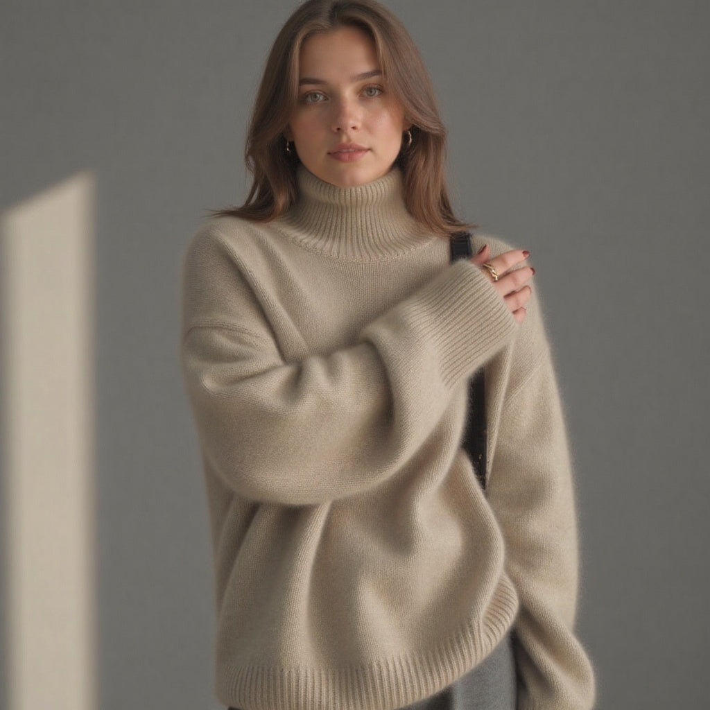 Loose Fit Roll Neck Sweater for Women