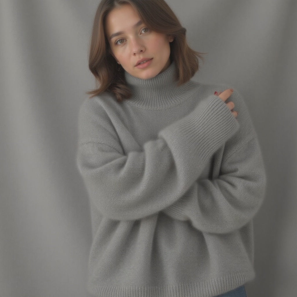Loose Fit Roll Neck Sweater for Women
