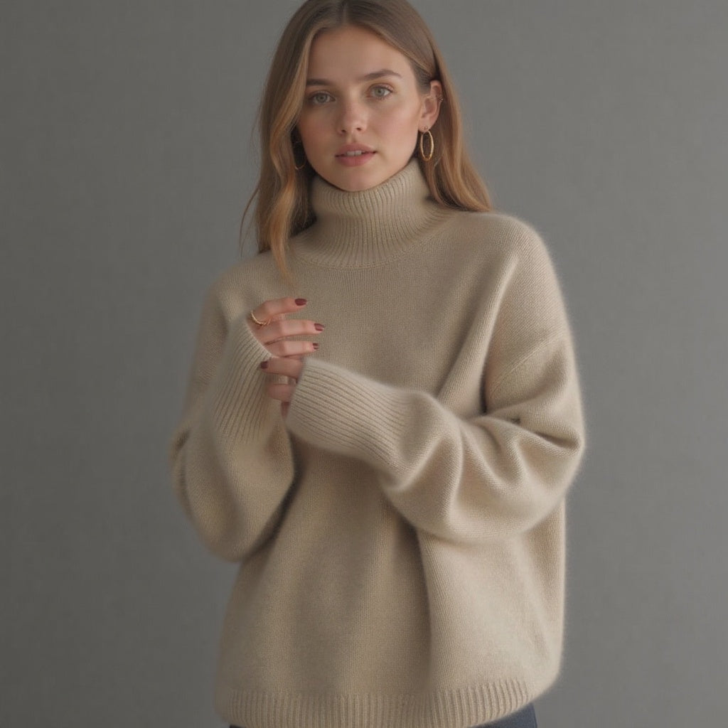 Loose Fit Roll Neck Sweater for Women