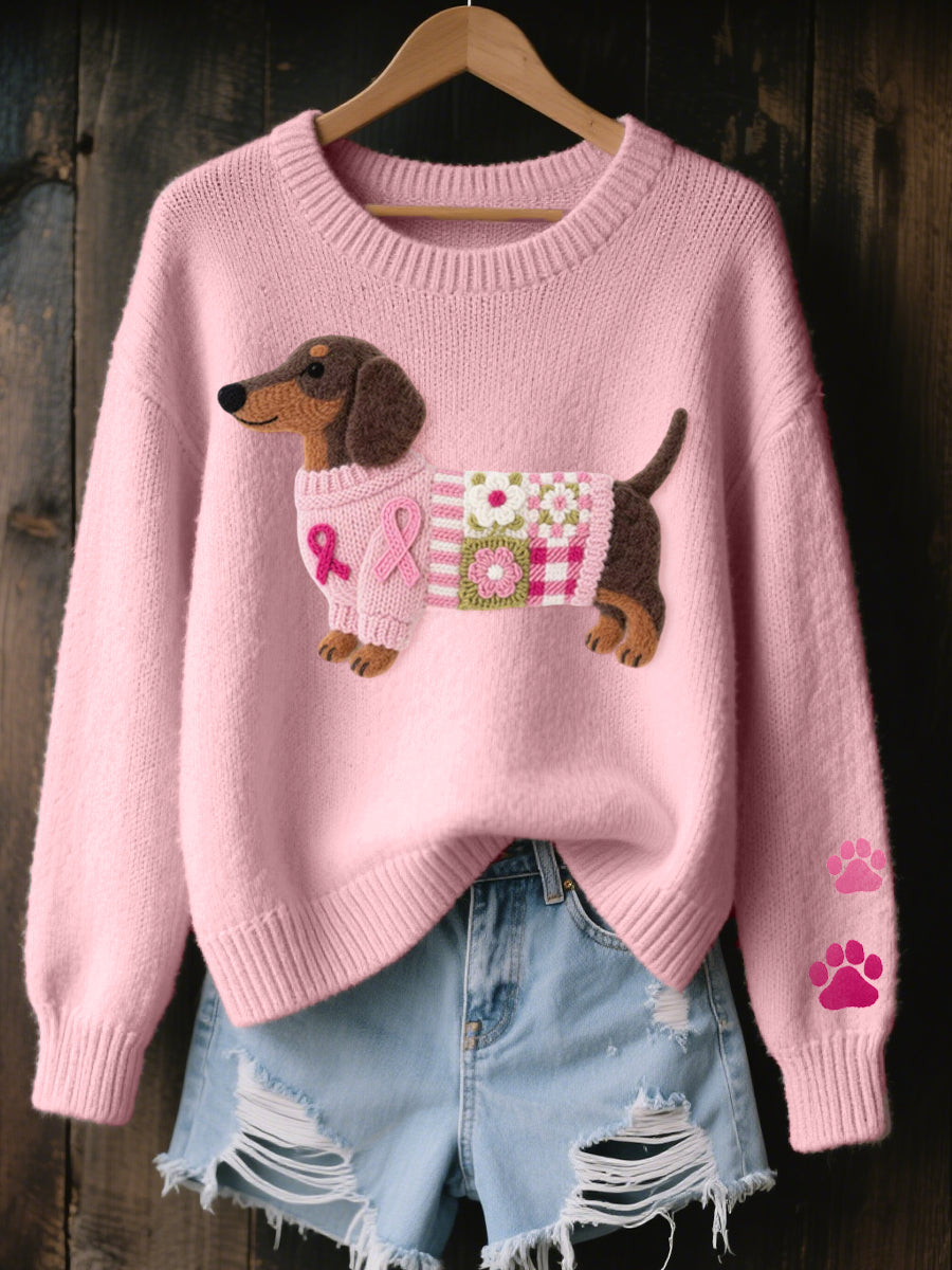 Knitted Dog Motif Jumper for Women
